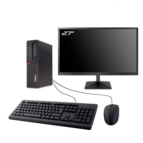 PC Lenovo M920s SFF Ecran 27" Intel I3-8100 RAM 8Go SSD 1To Wifi W11