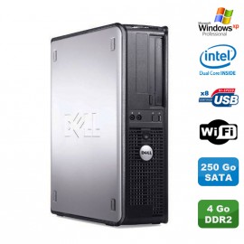 PC DELL Optiplex 360 DT Intel Dual Core E5200 2.5GHz 4Go DDR2 WIFI 250Go XP Pro