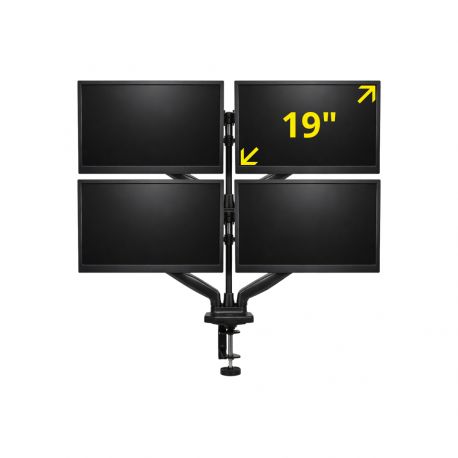 Lot de 4 Écrans PC 19 Pouces avec Support de Bureau – Quadruple Écran – Câbles Inclus