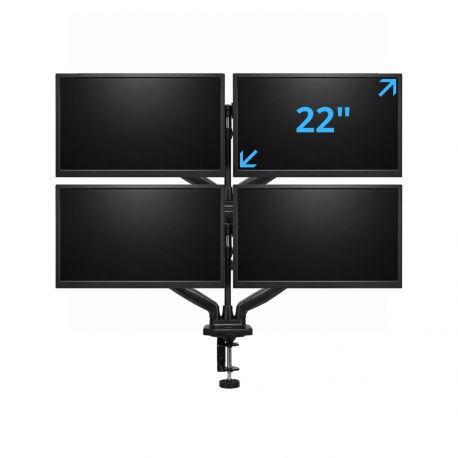 Lot de 4 Écrans PC 22 Pouces avec Support de Bureau – Quadruple Écran – Câbles Inclus