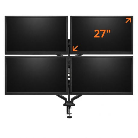 Lot de 4 Écrans PC 27 Pouces avec Support de Bureau – Quadruple Écran – Câbles Inclus