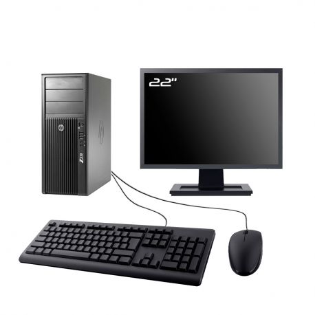PC HP WorkStation Z210 MT Ecran 22" Intel I5-2400 RAM 8Go SSD 4To W11 Wifi