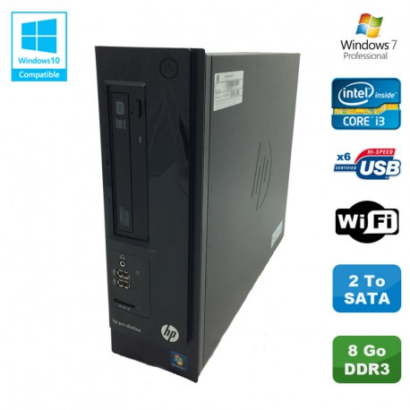 PC HP Pro 3300 Series SFF Intel core i3-2120 3.3Ghz 8Go DDR3 2To WIFI Win 7 Pro
