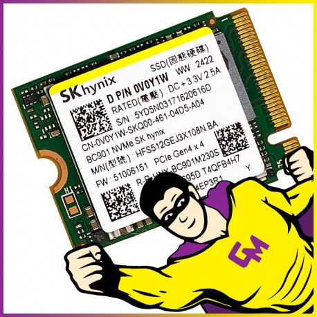 SSD NVMe M.2 512Go SK hynix BC901 HFS512GEJ3X108N BA 0V0Y1W 2230 Clé M