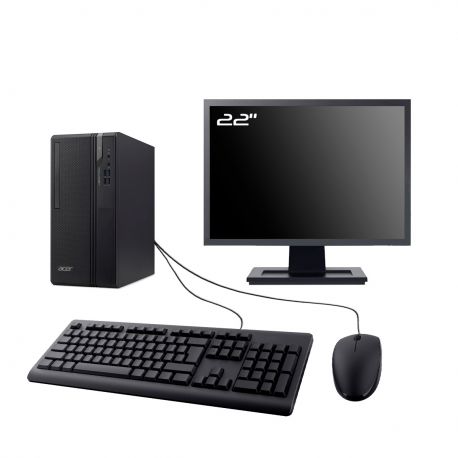 PC Acer ES2740G MT Ecran 22" Intel I7-10700 RAM 8Go SSD 500Go HDMI Wifi W11