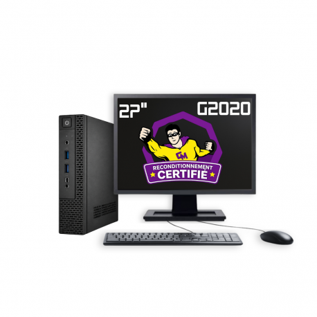 PC SFF (Slim) Reconditionné G2020 16 Go RAM SSD 240go Windows 11 Pro Écran 27" + Clavier + Souris