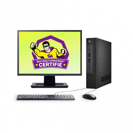 SFF PC i3-8100 16Go 500Go SSD W11 Pro Wifi Écran 19" OpenOffice
