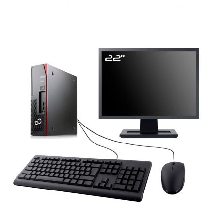 PC Fujitsu D538 SFF Ecran 22" Intel I7-8700 RAM 8Go SSD 4To Wifi W11
