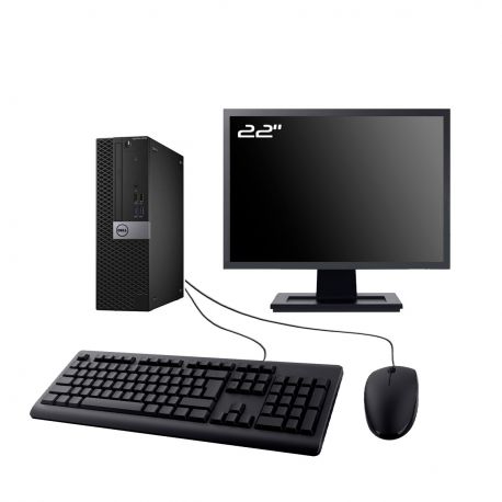PC Dell Optiplex 5050 SFF Ecran 22" Intel I5-7500 Avec Lecteur Optique RAM 16Go SSD 512 Go W10 Wifi