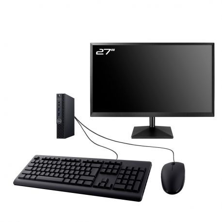 PC Dell 3070 Micro Ecran 27" Intel I3-8100T RAM 8Go SSD 2To HDMI Wifi W11