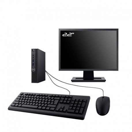 PC Dell 3070 Micro Ecran 22" Intel I3-8100T RAM 32Go SSD 2To HDMI Wifi W11