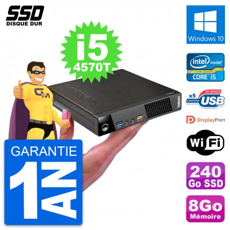 Ultra Mini PC Lenovo M73 Tiny USFF i5-4570T RAM 8Go SSD 256 Go Windows 10 Wifi