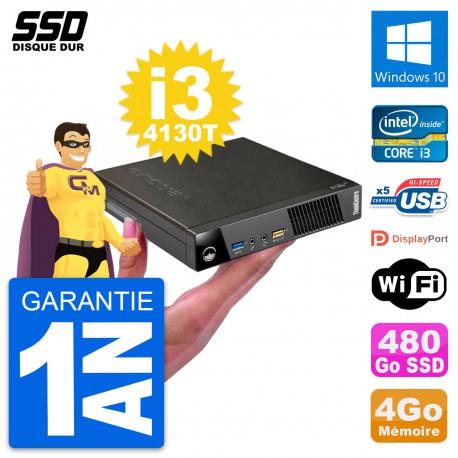 Ultra Mini PC Lenovo M73 Tiny USFF i3-4150T RAM 4Go HDD 500 Go Windows 7 Wifi