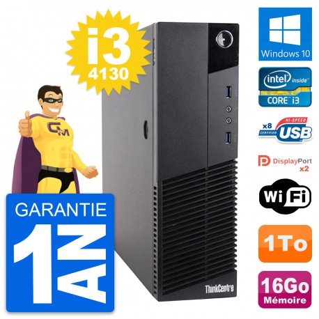 PC Lenovo ThinkCentre M83 SFF Intel i3-4130 RAM 16Go Disque 1To Windows 10 Wifi