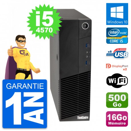 PC Lenovo ThinkCentre M83 SFF Core i5-4570 RAM 16Go Disque 500Go Windows 10 Wifi
