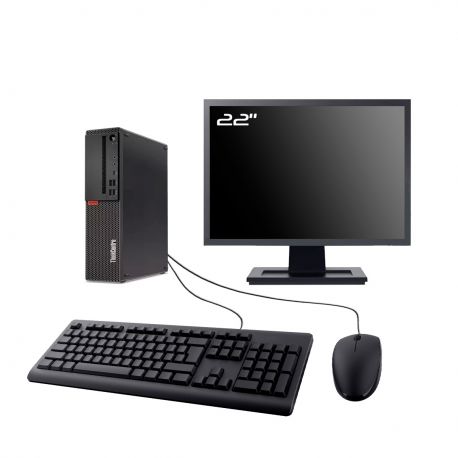 PC Lenovo M720s SFF Ecran 22" Intel I3-8100t RAM 16Go SSD 240 Go Wifi W11