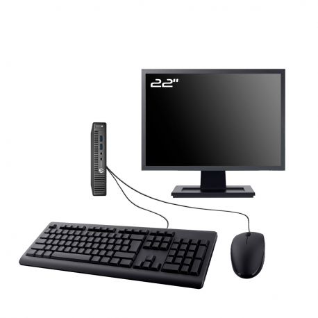 PC HP ProDesk 400 G2 DM Ecran 22" Intel I3-6100T RAM 16Go SSD 500Go W11 Wifi