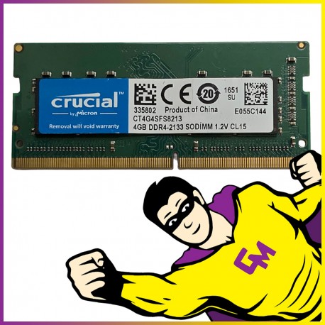 4Go RAM DDR4 PC4-17000 CT4G4SFS8213.C8FBD2 SODIMM Mémoire PC Portable MonsieurCyberman
