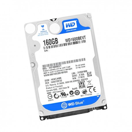 Disque Dur 160Go SATA 2.5" WD Scorpio Blue WD1600BPVT-00JJ5T0 771692 5400RPM 8Mo