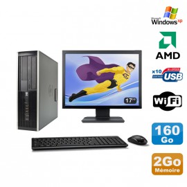 Lot PC HP Compaq 6005 Pro SFF AMD 3GHz 2Go 160Go Graveur WIFI Windows Xp + 17"