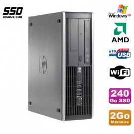 PC HP Compaq 6005 Pro SFF AMD 3GHz 2Go DDR3 240Go SSD Graveur WIFI Windows Xp