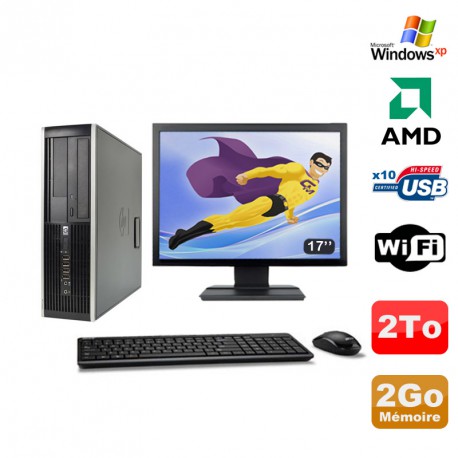 Lot PC HP Compaq 6005 Pro SFF AMD 3GHz 2Go 2To Graveur WIFI Windows Xp + 17"