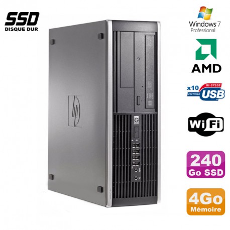 PC HP Compaq 6005 Pro SFF AMD 3GHz 4Go DDR3 240Go SSD Graveur WIFI Win 7 Pro
