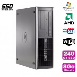 PC HP Compaq 6005 Pro SFF AMD 3GHz 8Go DDR3 240Go SSD Graveur WIFI Win 7 Pro