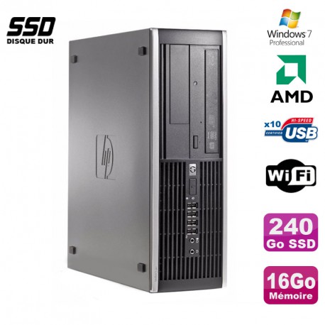 PC HP Compaq 6005 Pro SFF AMD 3GHz 16Go DDR3 240Go SSD Graveur WIFI Win 7 Pro