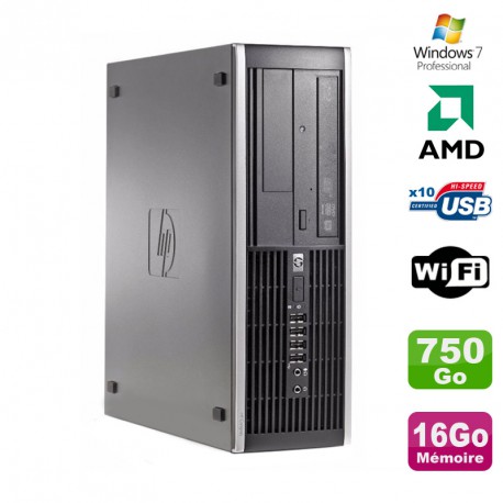 PC HP Compaq 6005 Pro SFF AMD 3GHz 16Go DDR3 750Go SATA Graveur WIFI Win 7 Pro