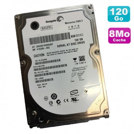 Disque Dur 120Go SATA 2.5" Seagate Momentus ST9120822AS 9S1133-022 418266-002
