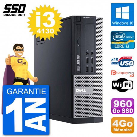 PC Dell OptiPlex 9020 SFF Intel Core i3-4130 RAM 4Go SSD 960Go Windows 10 Wifi
