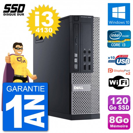 PC Dell OptiPlex 9020 SFF Intel Core i3-4130 RAM 8Go SSD 120Go Windows 10 Wifi