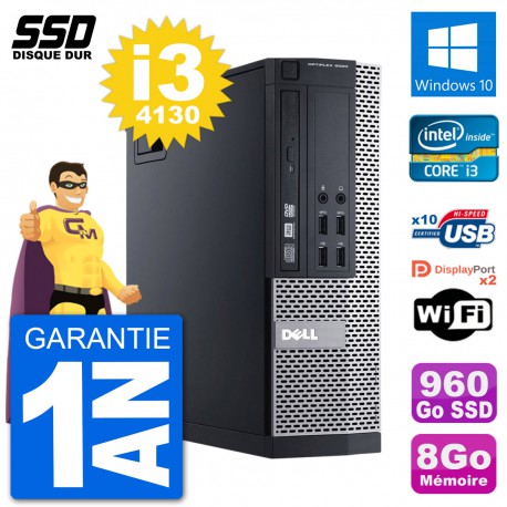 PC Dell OptiPlex 9020 SFF Intel Core i3-4130 RAM 8Go SSD 960Go Windows 10 Wifi