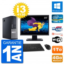 PC Dell 9020 SFF Ecran 22" Intel i3-4130 RAM 4Go Disque 1To Windows 10 Wifi