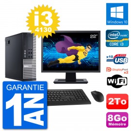PC Dell 9020 SFF Ecran 22" Intel i3-4130 RAM 8Go Disque 2To Windows 10 Wifi