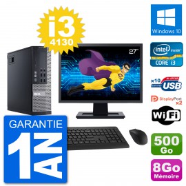 PC Dell 9020 SFF Ecran 27" Intel i3-4130 RAM 8Go Disque 500Go Windows 10 Wifi