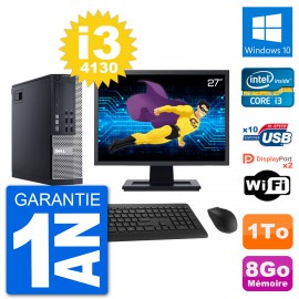 PC Dell 9020 SFF Ecran 27" Intel i3-4130 RAM 8Go Disque 1To Windows 10 Wifi