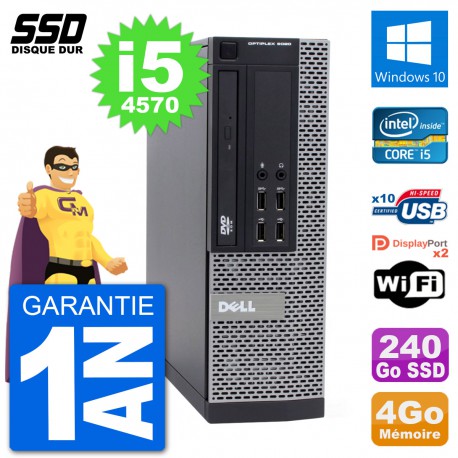 PC Dell OptiPlex 9020 SFF Intel Core i5-4570 RAM 4Go SSD 240Go Windows 10 Wifi