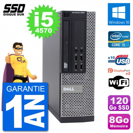 PC Dell OptiPlex 9020 SFF Intel Core i5-4570 RAM 8Go SSD 120Go Windows 10 Wifi