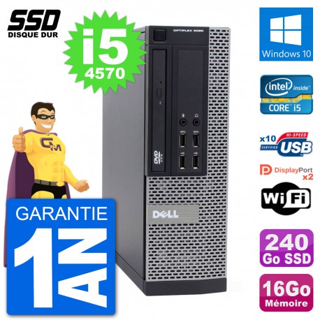 PC Dell OptiPlex 9020 SFF Intel Core i5-4570 RAM 16Go SSD 240Go Windows 10 Wifi