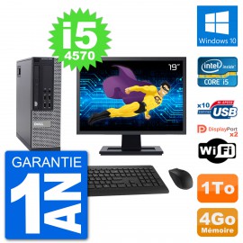 PC Dell 9020 SFF Ecran 19" Intel i5-4570 RAM 4Go Disque 1To Windows 10 Wifi