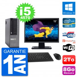 PC Dell 9020 SFF Ecran 19" Intel i5-4570 RAM 8Go Disque 2To Windows 10 Wifi