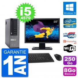 PC Dell 9020 SFF Ecran 22" Intel i5-4570 RAM 8Go Disque 250Go Windows 10 Wifi