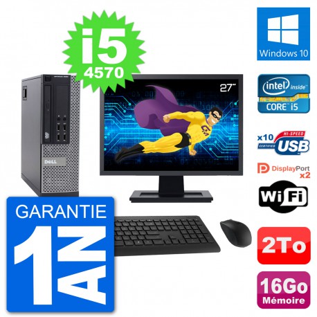 PC Dell 9020 SFF Ecran 27" Intel i5-4570 RAM 16Go Disque 2To Windows 10 Wifi