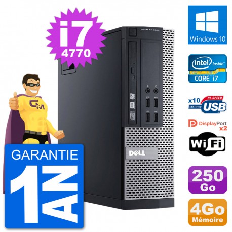 PC Dell 9020 SFF Intel Core i7-4770 RAM 4Go Disque Dur 250Go Windows 10 Wifi