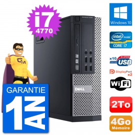 PC Dell 9020 SFF Intel Core i7-4770 RAM 4Go Disque Dur 2To Windows 10 Wifi