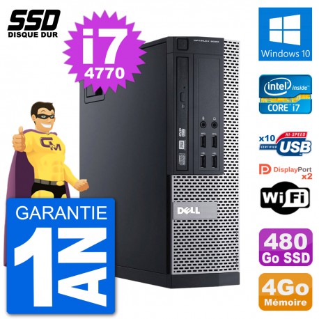 PC Dell OptiPlex 9020 SFF Intel Core i7-4770 RAM 4Go SSD 480Go Windows 10 Wifi