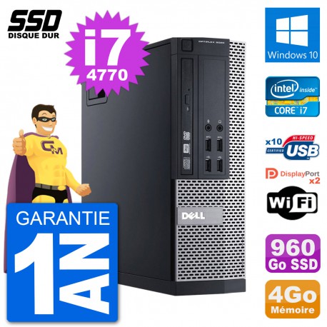 PC Dell OptiPlex 9020 SFF Intel Core i7-4770 RAM 4Go SSD 960Go Windows 10 Wifi