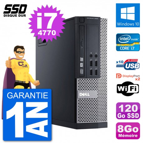 PC Dell OptiPlex 9020 SFF Intel Core i7-4770 RAM 8Go SSD 120Go Windows 10 Wifi